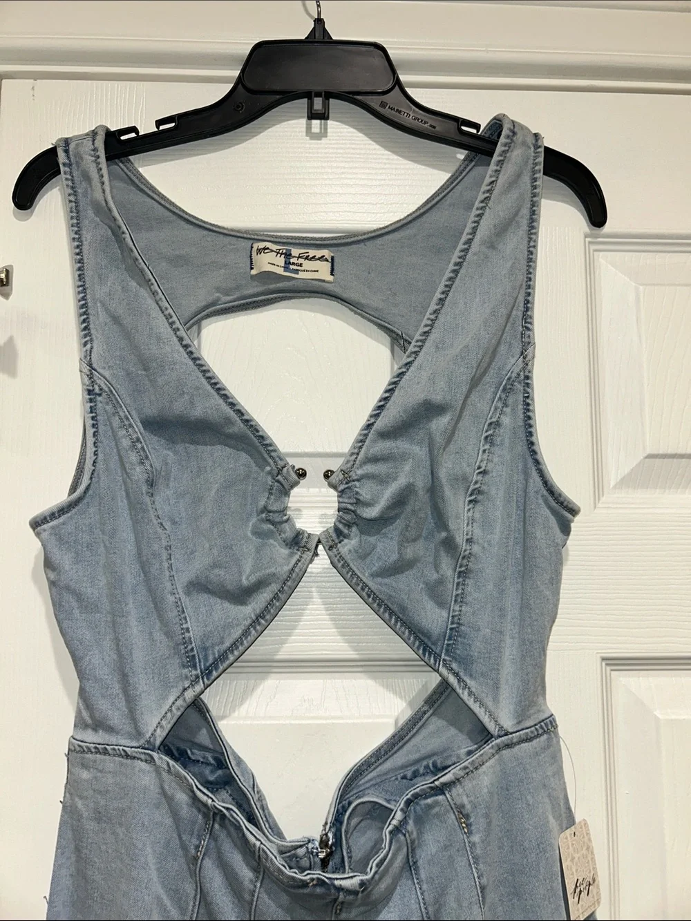 NWT Free People Ultraviolet Denim Jumpsuit Size Large Z499